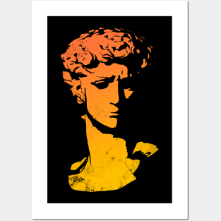 Greek Face Abstract - Orange Posters and Art